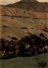 Houses before mountain slope